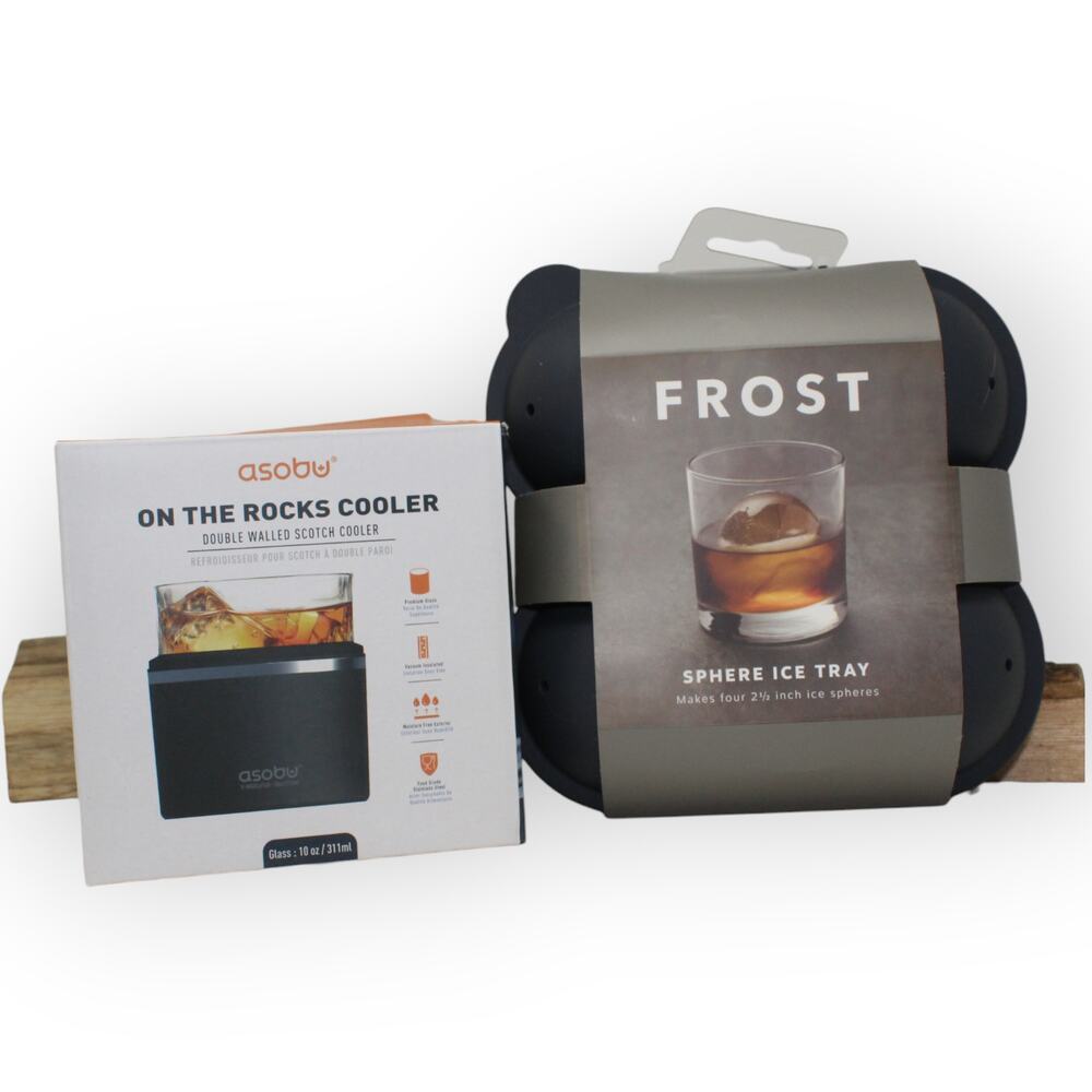 NEW GQ Box 2Items: ASOBU Whiskey Glass Cooler + FROST Sphere Ice Tray